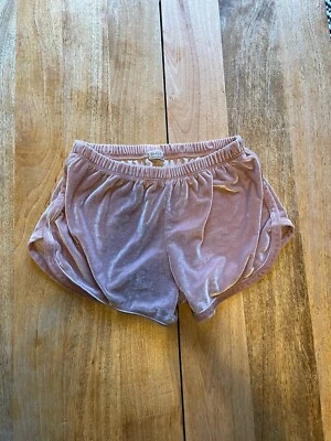 John Galt / Brandy Melville "Lisette" Pink Velour Track Shorts - Image 1 of 3