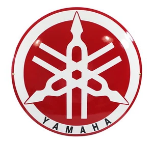 Enamel plaque YAMAHA ⌀ 50 cm LOGO collectable sign motorcycle metal emblem - Picture 1 of 3