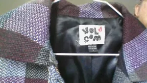 Volcom Heavy Small pea Coat Jacket full zip & button Lovely purple/gray/green - Picture 1 of 20