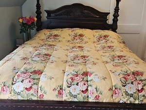 RALPH LAUREN KATHLEEN COMFORTER Yellow Cabbage Rose Floral Print Full/Queen Bed - Picture 1 of 4