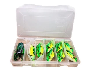 9 Lures Topwater Frog W Plano Box Bait Multicolor Basic Fishing Gear Tackle Hook - Picture 1 of 14