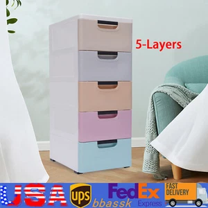 Slim Storage Chest Plastic Narrow Drawers Storage Cabinet 5 Drawer Vertical NEW - Picture 1 of 12