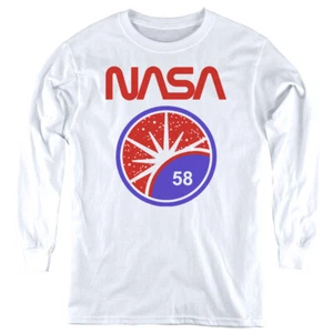 NASA Kids Long Sleeve Shirt Stars 58 White Tee - Picture 1 of 1