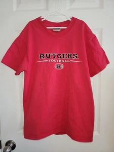 Rutgers Logo University Football red short sleeve Crew Neck T-shirt SZ S Child - Picture 1 of 7