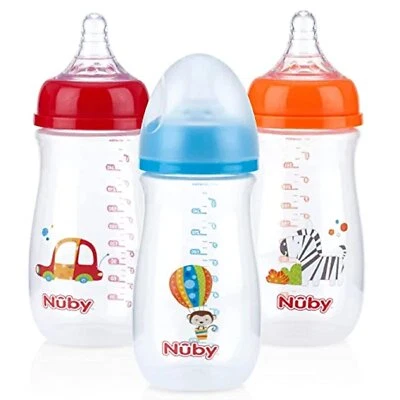 Botellas sin goteo Nuby Tritan cuello ancho con sistema de aire anticólicos: 9 oz./ 270... Foto 1 de 2