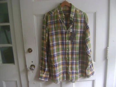 NWT NEIMAN MARCUS LARGE 100% CRISP LINEN BUTTON DOWN SHIRT - Image 1 of 2