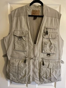 Vintage Eddie Bauer Vest Men XL Safari Fishing Utility Khaki Pockets Adjustable - Picture 1 of 13