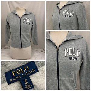 Polo Ralph Lauren Hoodie Sweathshirt Youth S Gray Full Zip Poly Cotton YGI S2-70 - Picture 1 of 12
