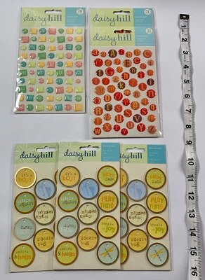 Lot  of 6 Daisy Hill Dome Stickers & Metal Accents New Baby Boy Young Girl Alpha - Image 1 of 4
