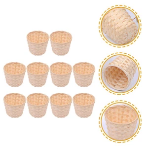 10 Pcs Bamboo and Wood Woven Basket Kitchen Storage Flower Baskets - Picture 1 of 10