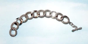 Judith Ripka 925 Silver Toggle Bracelet, Large links, CZ, Fine! - Picture 1 of 5