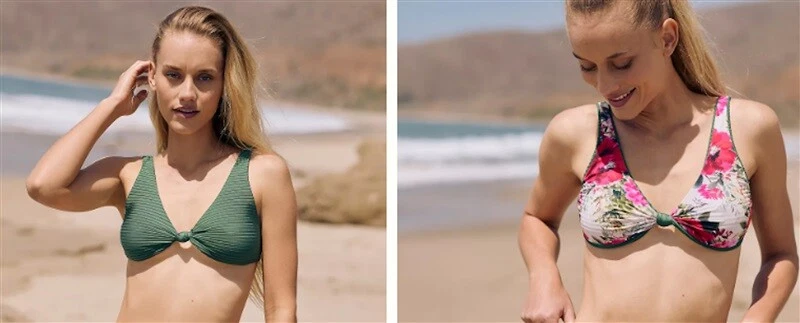 Pilyq Anthropologie M Drew Knot Top Reversible Bikini Green Floral 118758