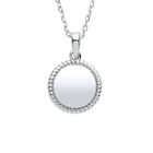 Silver Jewelco London Round Disc Twisted Rope Frame Mirror Pendant Necklace