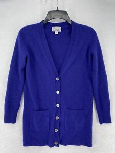 Pull cardigan bleu poche avant Pure Collection 100 % cachemire boutonné avec 2