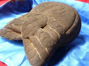 RARE German RIEGENHAUBE 1830 - 1850 FOLK COSTUME HEAD COVER Metallic Tape Decor - Picture 1 of 12