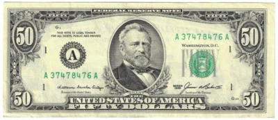 1985 50$ FRN - SP - KDO/JAB A37478476A - #17226 - Image 1 of 2