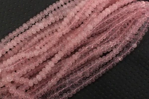 16"Long Strand Smooth Rondelle Beads, Natural Rose quartz Gemstone, Size 7-8 MM - Picture 1 of 4