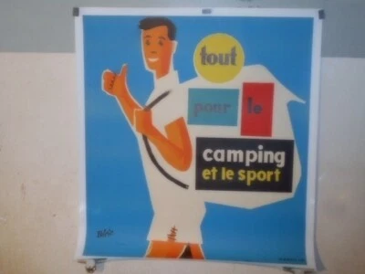 AUTHENTIQUE AFFICHE ANCIENNE - TOUT POUR LE CAMPING ET LE SPORT. - Photo 1/2