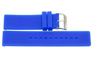 24MM BLUE RUBBER SILICONE COMPOSITE LINK WATCH BAND - Picture 1 of 1