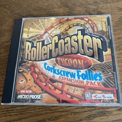 Paquete de expansión Roller Coaster Tycoon sacacorchos locuras CD-ROM para juego de PC W95/98 Foto 1 de 4