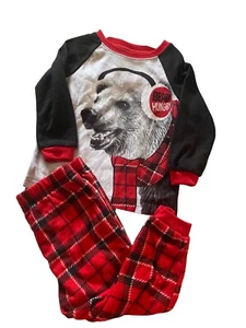Jungen 18 Monate beary hungrig kariert Fleece 2-teiliges Pyjama Set Weihnachten - Bild 1 von 1