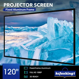 120" Projector Screen Home Movie Theatre 16:9 HD 4K 3D Cinema Projection Fixed - Picture 1 of 11