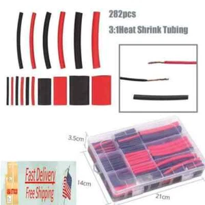 Heat Shrink Tubing 3:1 Marine Grade Black Red Waterproof Adhesive Lined 282PCS - Picture 1 of 6