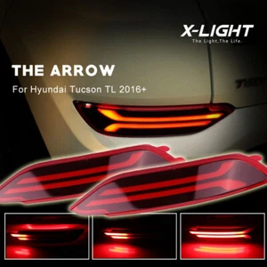 For Hyundai Tucson 2015+ Red LED Rear Bumper Tail Brake Turn Signal Light Lamp - Picture 1 of 9