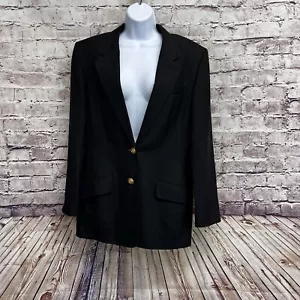 Talbots Blazer Womens Size 14 Dark Gray Linen Blend Button Front Vintage Career - Picture 1 of 11