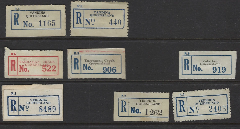 Etiquetas de registro de Australia Queensland Yandina, Yarraman Creek, Yeppoon ++ Foto 1 de 1