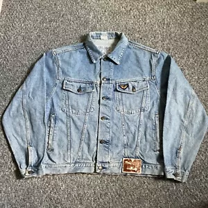 Chaqueta de mezclilla Avirex de colección azul claro 100 % algodón hecha en Italia se ajusta como grande para hombre” - Imagen 1 de 7