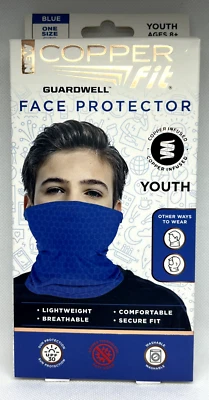 Copper Fit Guardwell Face Protector Youth Mask -Blue, Lightweight Breathable NEW - Image 1 of 2