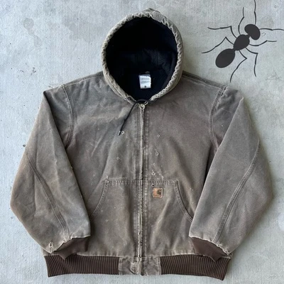 Chaqueta de trabajo vintage Carhartt J130 CHT marrón con capucha Foto 1 de 4