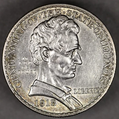1918 Lincoln Illinois Silver Commemorative Half Dollar - Image 1 of 2
