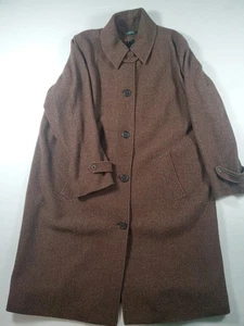 Vintage Ralph Lauren  Wool Polyester Full Length Coat Sz 16  Brown Green TAB  - Picture 1 of 17