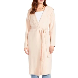 Steve Madden Plumero Abrigo Chaqueta Talla XS Crema Largo Cárdigan Con Capucha Elegante - Imagen 1 de 16