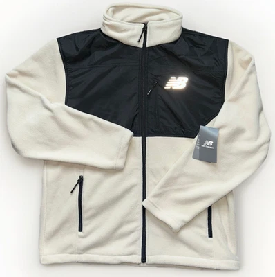 Chaqueta polar New Balance cremallera completa con logotipo reflectante - Beige/Negro • Para hombre L Foto 1 de 4
