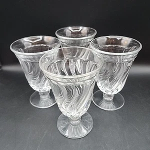4 Vintage Fostoria Kolonie Eisteegläser mit Fuß Kelche klar Wirbel - Bild 1 von 6