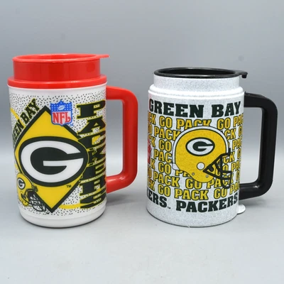 Lote de tazas de viaje Green Bay Packers vintage años 90 Whirley plástico Coca Cola NFL Foto 1 de 4