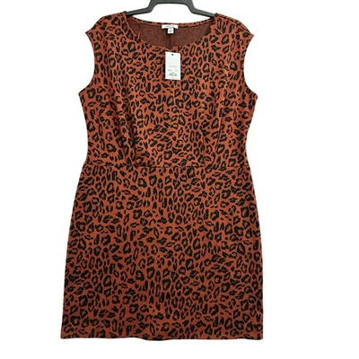 NWT Nine West Animal Print Dress XL Sleeveless Pleated Stretch - image 1 of 4