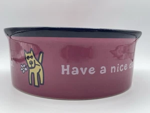 Life Is Good Dog Bowl Large 8x3” Ceramic Pink Black Have A Nice Daisy Water Food - Picture 1 of 12