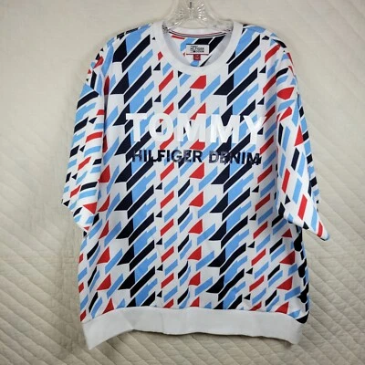 Suéter Tommy Hilfiger Para Hombre Talla Grande Colorido Brazos Cortados Algodón Preppy L Foto 1 de 4