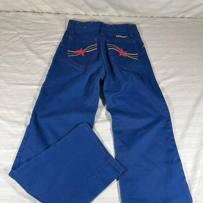 Pantalones de mezclilla azules vintage años 60 70 niños costura arco iris talla 10? Slim USA LEER M1 Foto 1 de 4