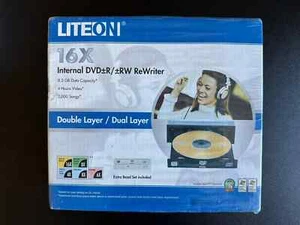 LiteOn 16x Internal DVD +R/RW Rewriter Double Layer 8.5 GB 4 Hours Video SEALED - Picture 1 of 1