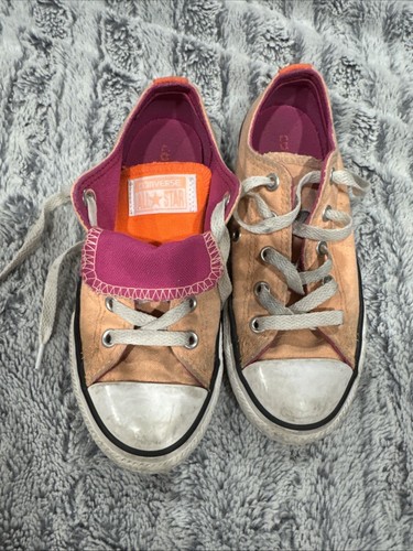 Converse Ragazza Ragazzo TAGLIA 1Y Sorbetto Arancione Doppia Lingua Rosa Caldo Casual