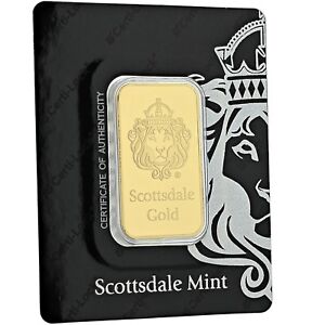 1oz .9999 Gold Bar by Scottsdale Mint in Certi-LOCK COA #A389