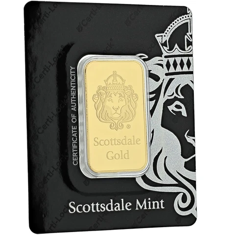 1oz .9999 Gold Bar by Scottsdale Mint in Certi-LOCK COA #A389 Cover