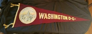 Washington D.C. c1918 SOUVENIR PENNANT banner bandiera PANNO FELTRO cucito SETA CAPITALE - Foto 1 di 3