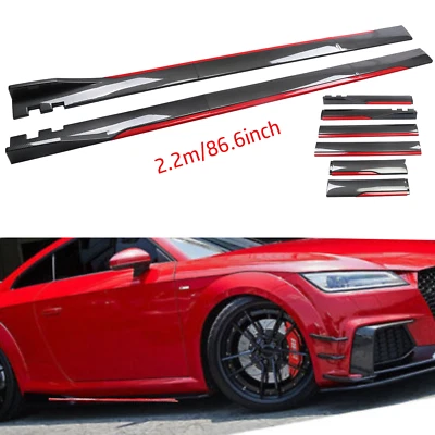 Carbon Fiber Look 86.6" Side Skirt Extension Spoiler Splitter For Audi TT RS 8J Foto 1 de 4