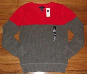 NEW NWT GAP GapKids Boys Crewneck Sweater $29 Red & Grey Colorblock *4C - Picture 1 of 1